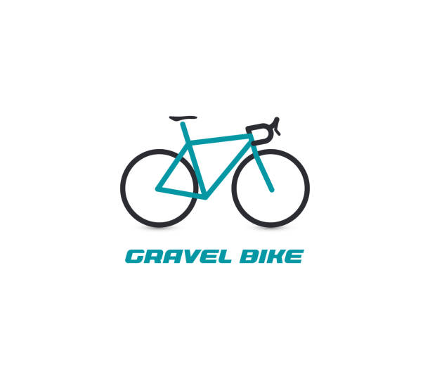 illustrations, cliparts, dessins animés et icônes de icône professionnelle de vélo de gravier. icône turquoise de bicyclette sur le fond blanc. - location vélo