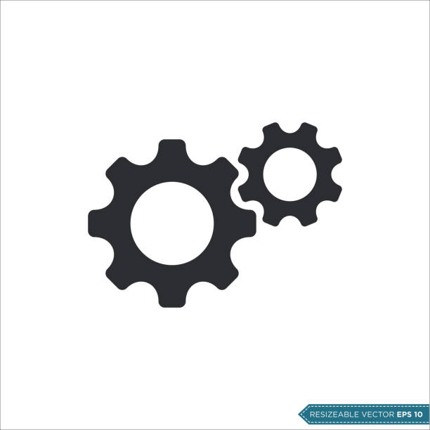 gear icon vektor vorlage, flache stiefzeit engineering zahnrad illustration design - gear stock-grafiken, -clipart, -cartoons und -symbole