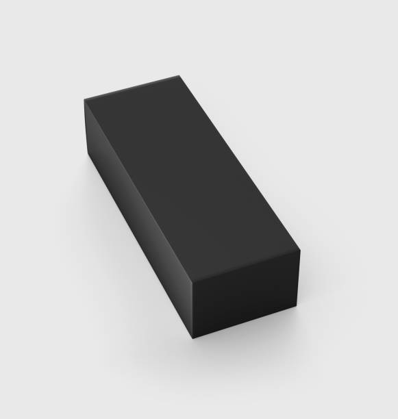 istock Black box Mockup, dark carton container 3d rendering isolated on light background 1257056208