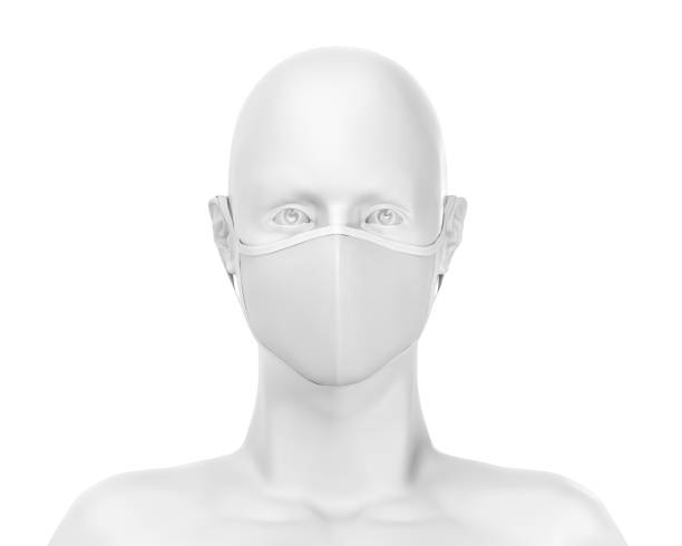 istock white face mask mockup, blank dust mask over white Mannequin 3d Rendering isolated on white background 1257056305