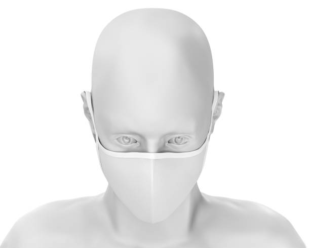 istock white face mask mockup, blank dust mask over white Mannequin 3d Rendering isolated on white background 1257056311