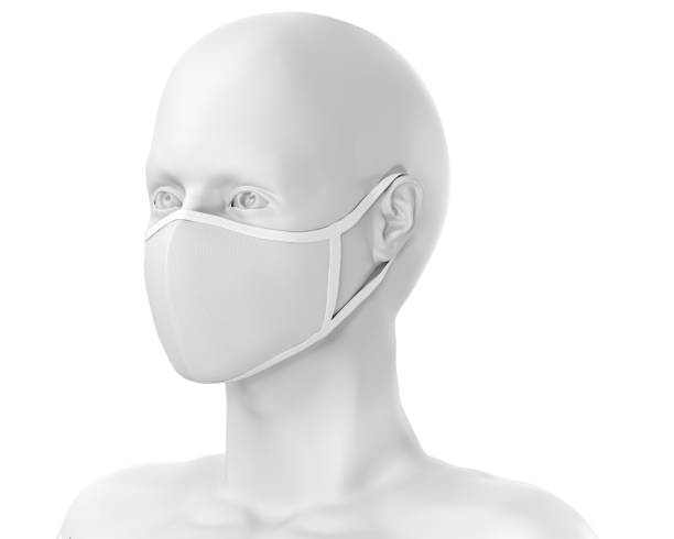 istock white face mask mockup, blank dust mask over white Mannequin 3d Rendering isolated on white background 1257056374