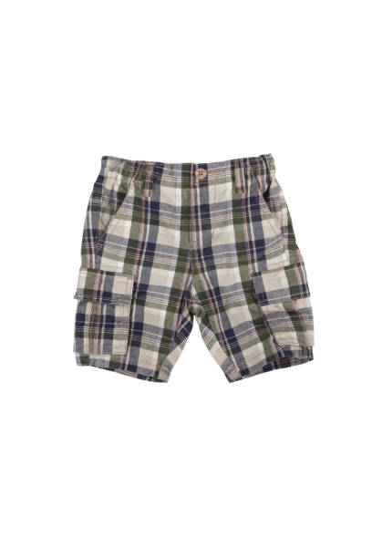 istock Boys checkered shorts on white background. 1257057294