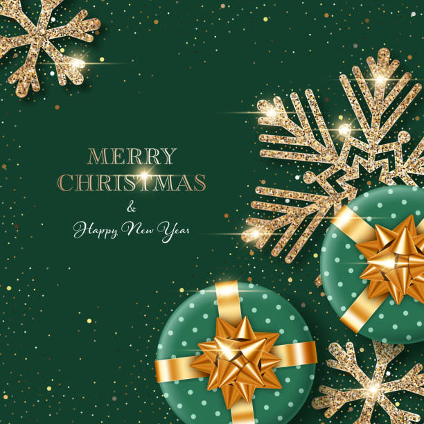 projekt świątecznego nowego roku - christmas gold green backgrounds stock illustrations