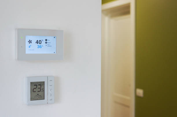 istock Electronic thermostat at home 1257058723