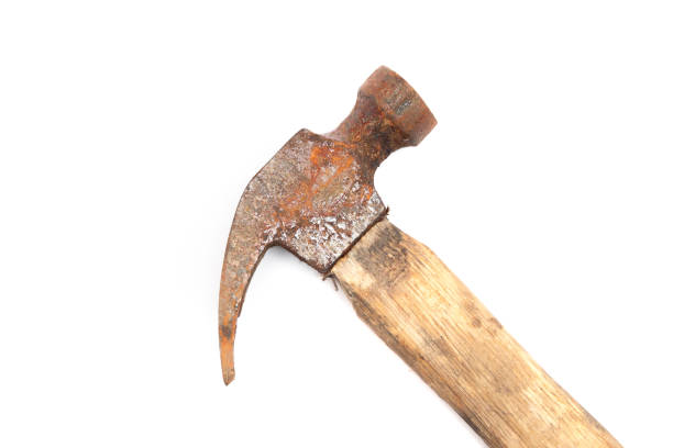 istock old rusty and dirty hammer isolated on white background. 1257062635