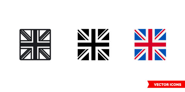illustrations, cliparts, dessins animés et icônes de icône du drapeau britannique de 3 types. symbole de signe vectoriel isolé - british flag vector uk national flag
