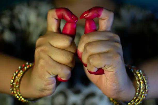 Photo of mudras or gestures of bharatanatyam dance