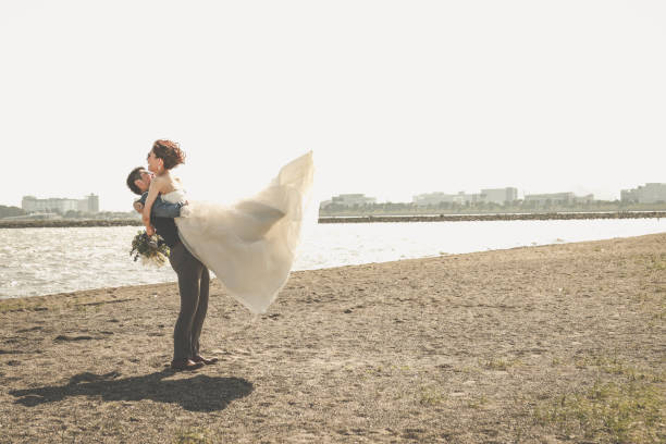 istock Beautiful bride and groom in Asia 1257068314