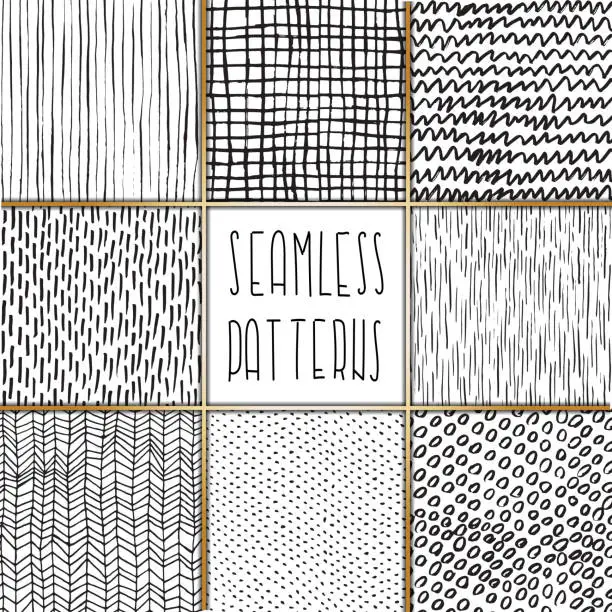 Vector illustration of A set of freehand scribble patterns