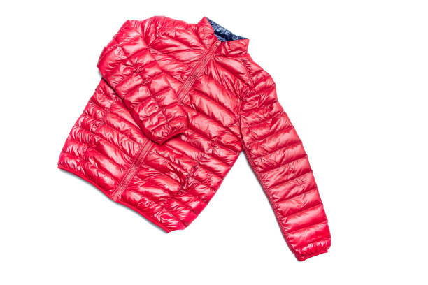istock Blue and red full zipper windbreaker down jacket, 1257069808