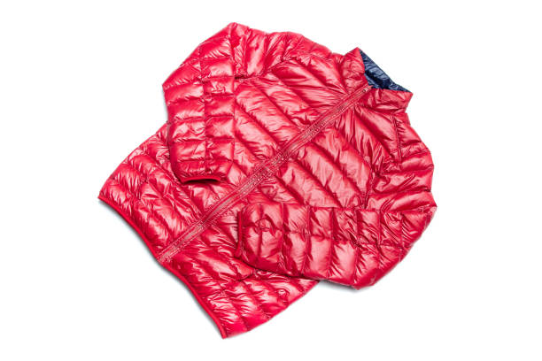 Blue and red full zipper windbreaker down jacket,