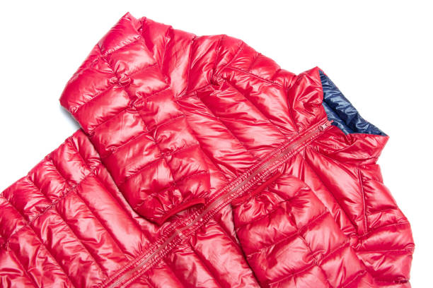 istock Blue and red full zipper windbreaker down jacket, 1257070597
