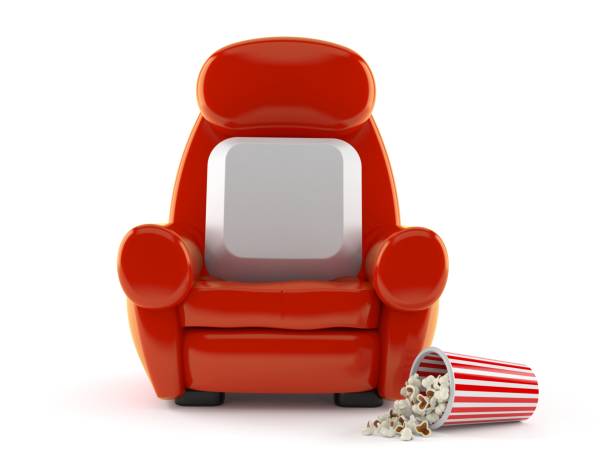 istock Computer key with theater armchair and popcorn 1257070868