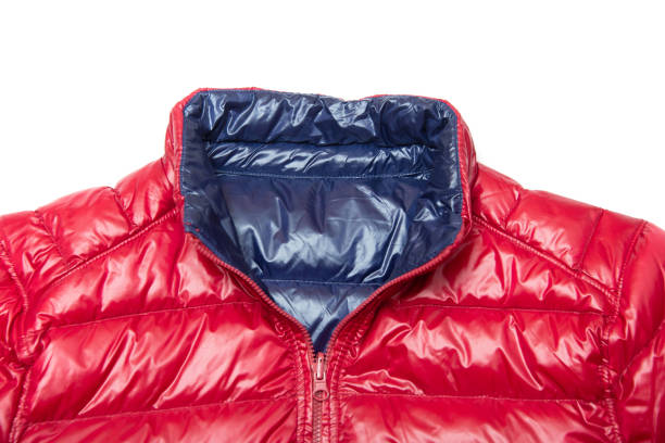 istock Blue and red full zipper windbreaker down jacket, 1257070903