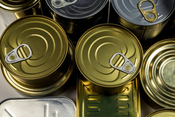 istock Mix of cans isolated on white background. 1257071001