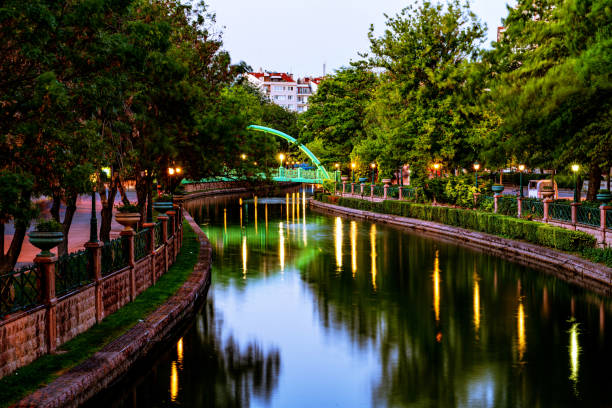 istock The illuminated bridges over river. Great night view. 1257076115