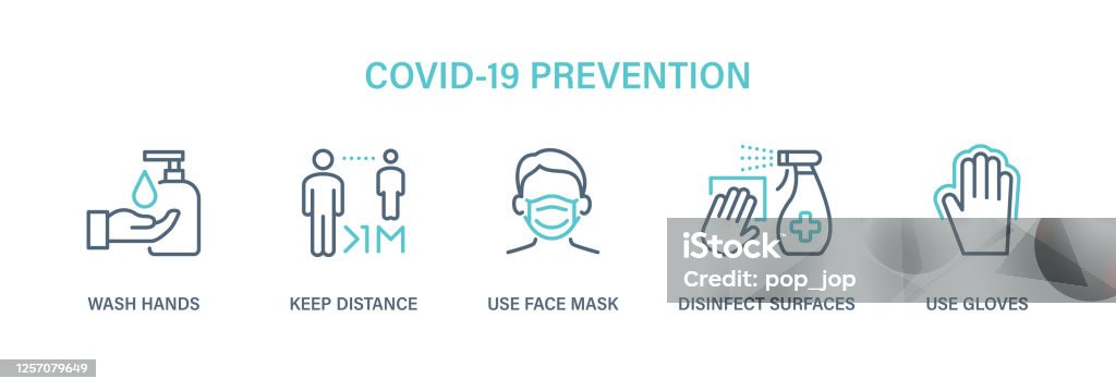 Coronavirus COVID-19 Prevention - Icon Set. Virus vector illustration Icon stock vector