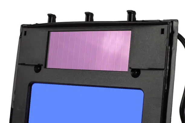 Fragment of a photovoltaic cell and a solar panel welding mask.