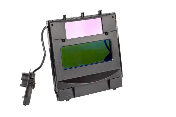 An element of a protective welding mask, a photovoltaic cell with a solar pallet and a control unit and settings.