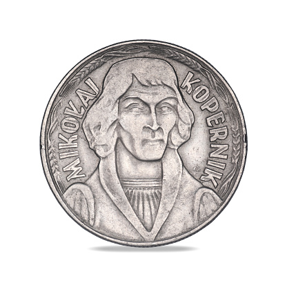 Polish coin with the Nicolaus Copernicus from 1968 on a white background