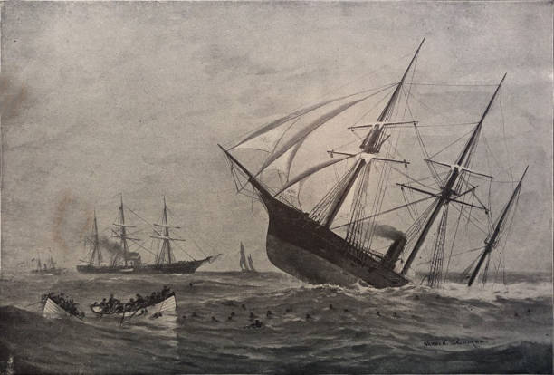 ilustrações de stock, clip art, desenhos animados e ícones de antique illustration - the sinking of the alabama - confederate cruiser - confederate soldier