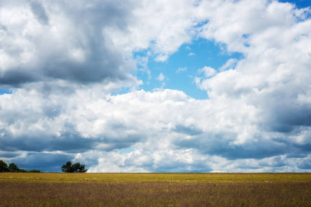 Impressive sky with clouds over a rural landscape before a thunderstorm. Impressive sky with clouds over a rural landscape before a thunderstorm. 
Germany, Hesse near Kirtorf horizon over land stock pictures, royalty-free photos & images