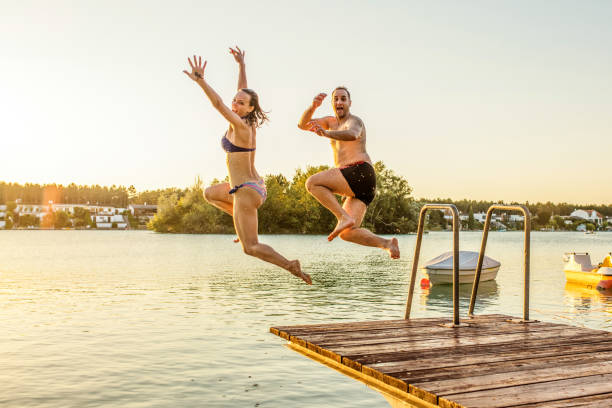 istock Carefree fun by the lake 1257093792