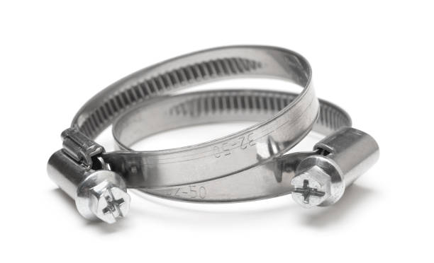 istock Metal hose clamp isolated on white. 1257096576