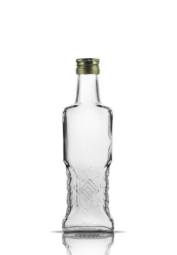 empty bottle with vodka cap isolated on white background