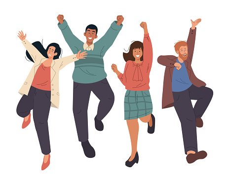 Ilustración de Grupo Feliz De Gente De Negocios Saltando Celebrando El Éxito Personajes De Dibujos Animados De Jóvenes Alegres y más Vectores Libres de Derechos de Felicidad - iStock Ilustración de Grupo Feliz De Gente De Negocios Saltando Celebrando El Éxito Personajes De Dibujos Animados De Jóvenes Alegres y más Vectores Libres de Derechos de Felicidad - iStock