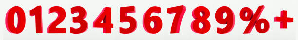 istock 3D rendering of red numbers 1 2 3 4 5 6 7 8 9 0 % + on white background 1257102465