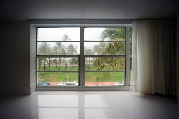 view from window in rainy day