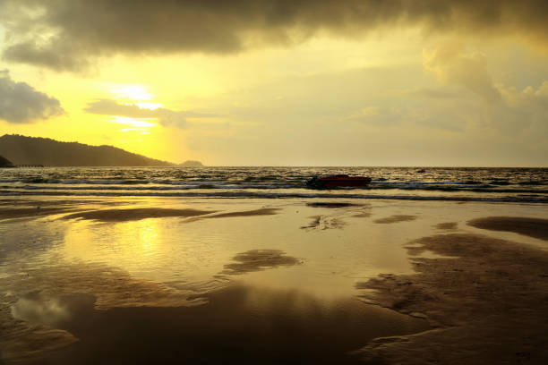 Sunset on the shores of the Indian Ocean, Bentota, Sri Lanka