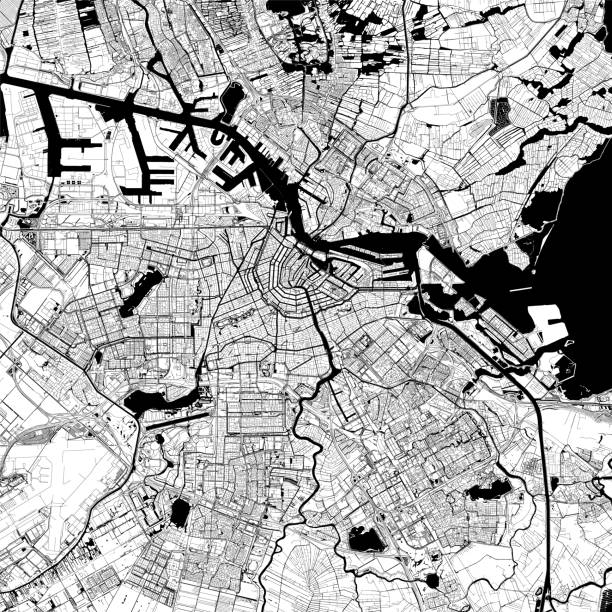 stockillustraties, clipart, cartoons en iconen met amsterdam, nederland vector kaart - vondelpark