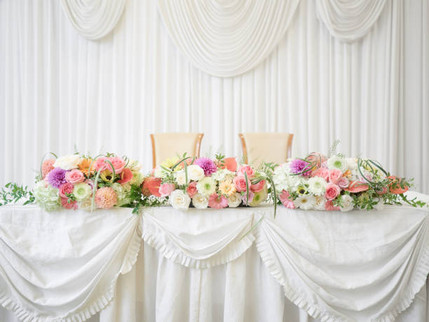 日本のレセプションホールのテーブル - 結婚式 ストックフォトと画像