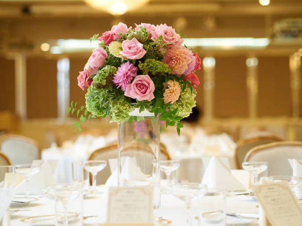 istock Flower arrangement for the wedding reception tables 1257110842