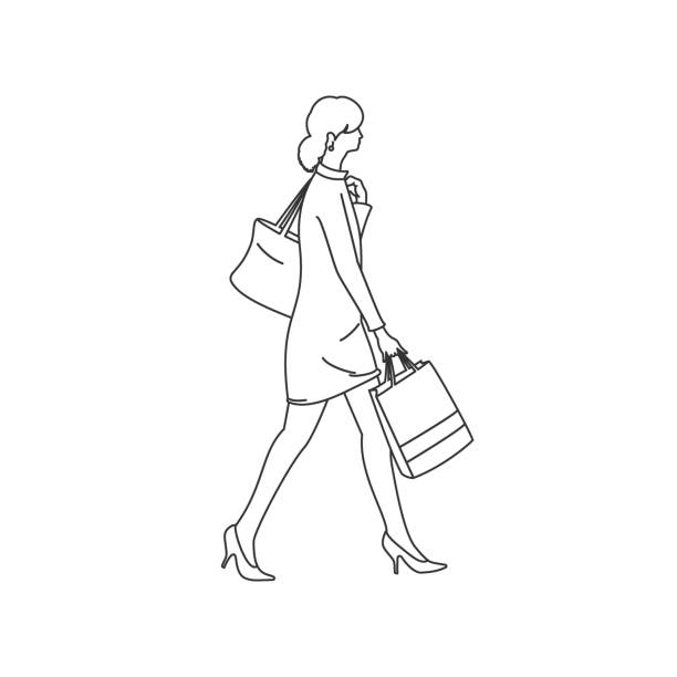 женщина покупки - earring customer retail shopping stock illustrations