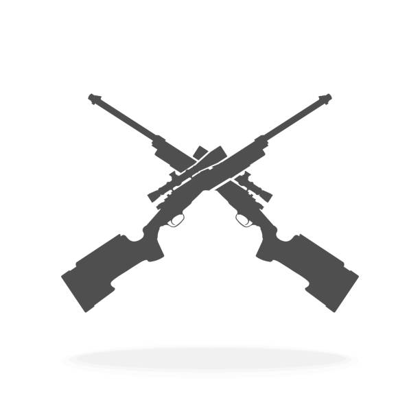 istock Crossed Hunting Rifles Icon Vector Illustration Symbol - Target Shooting Club Concept. 1257114655