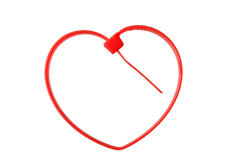 A zip tie fashioned into a heart. Considering zip ties can be used to handcuff people its nice they can also be fashioned into hearts.