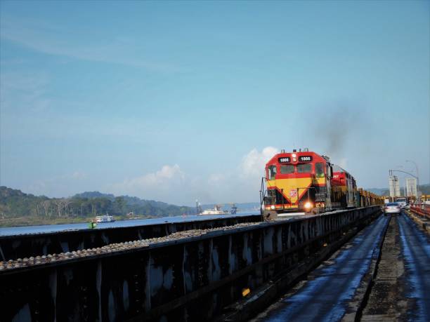 Aerial view of freight trains