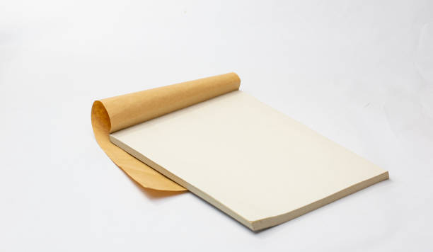 istock Japanese real natural paper texture background, blank page of notebook. 1257121996