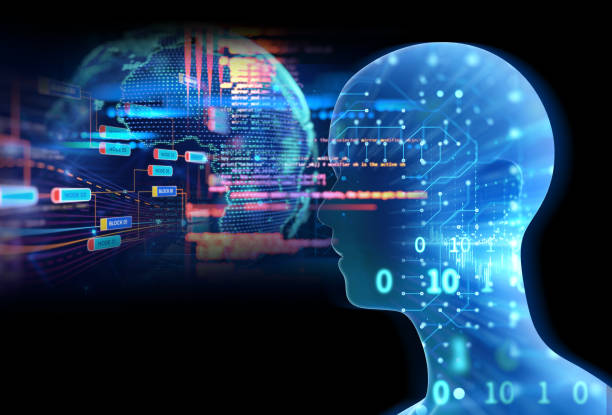 istock 3d illustration of virtual human on technology background. 1257122043