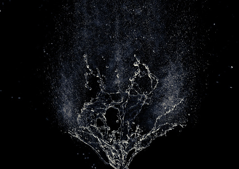 3D illustration of splashes of water