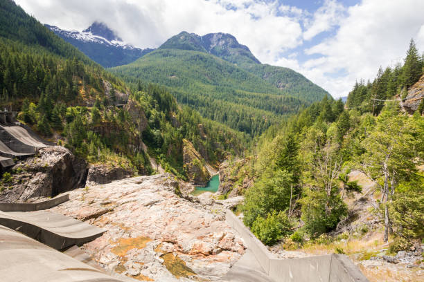 istock Wide view on forest mountains and Diablo lake canyon 1257122164