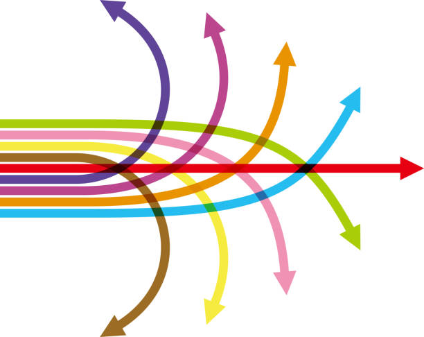 infografik der verstreuten pfeile - athlet grafiken stock-grafiken, -clipart, -cartoons und -symbole