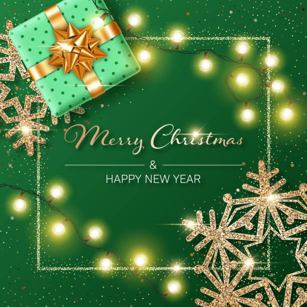 projekt świątecznego nowego roku - christmas gold green backgrounds stock illustrations