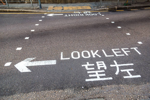 istock Look left sign in Hong Kong 1257126626