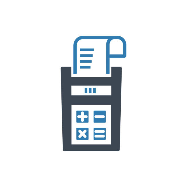 Tax machine icon This icon use for website presentation and android app banknote euro close up stock illustrations