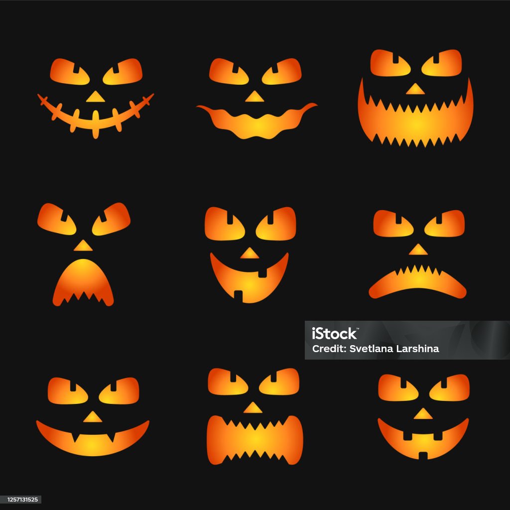 Bộ Biểu Tượng Hình Bóng Mặt Bí Ngô Cho Halloween Được Cô Lập Trên ...